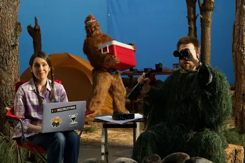 Bigfoot, a ghillie suit and a recruiter on the Loxo campsite set