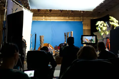 Video village watching the campsite set